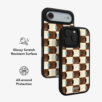 Cerulean Check | Blue & Brown Checkered iPhone Case