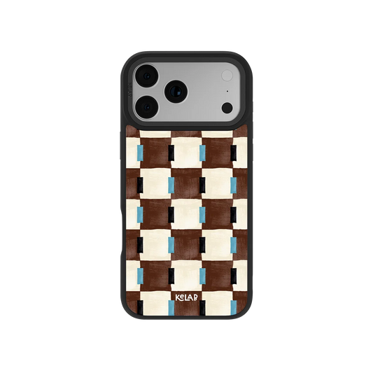Cerulean Check | Blue & Brown Checkered iPhone Case
