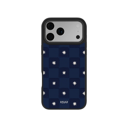 Celestial Check | Navy Checkered iPhone Case