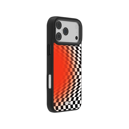Sunflare | Orange Checkered Optical Illusion iPhone Case