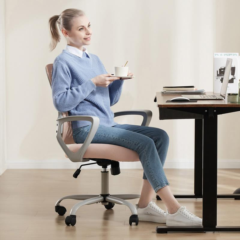 【Deal】Sweetfurniture Office Chair, Desk Chair, Ergonomic Home Office Desk Chairs, Computer Chair with Comfortable Armrests, Mid-Back Task