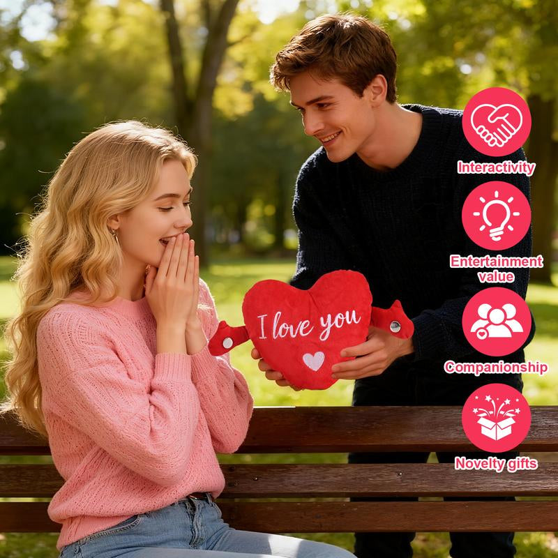 Heart Interactive Music Fluffy Plush Toy, 2026 Valentine's Day Gift, I Love You Recording Function in Multiple Languages, Romantic Anniversary & Cute Decor for Couples, Women, Mothers, Wives, Girlfriends, Grandmothers, Best Friends, Hex Puppet Plush