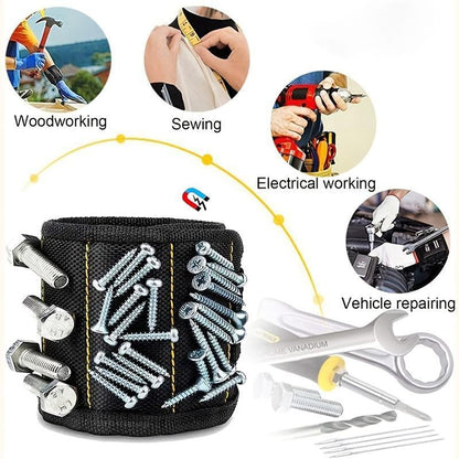 Magnetic Wristband, Adjustable Breathable Tools Storage Armband, Wrist Magnet Screw Holder, Magnetic Wrist Strap for Holding Tools, Screws, Nails, Bolts, Drilling Bits, Tool Pockets