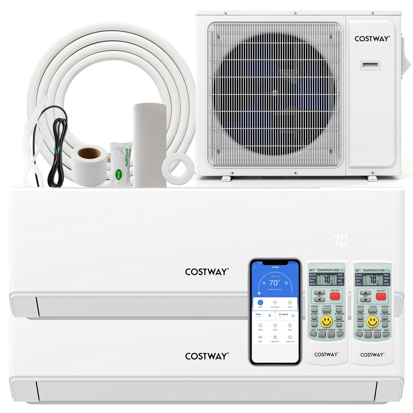30000 BTU 2 Zone 23 SEER2 Mini Split Air Conditioner Wifi Enabled with Heat Pump