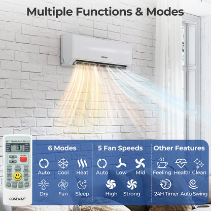 30000 BTU 3 Zone 23 SEER2 Mini Split Air Conditioner Wifi Enabled with Heat Pump