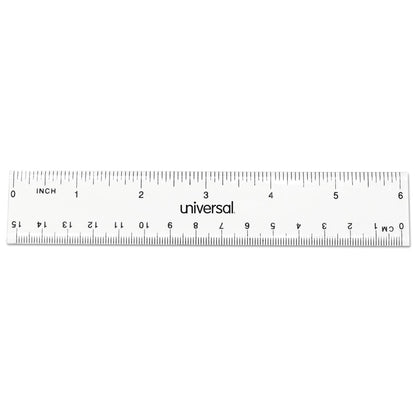 Universal Clear Plastic Ruler, Standard/Metric, 6" Long, Clear, 2/Pack