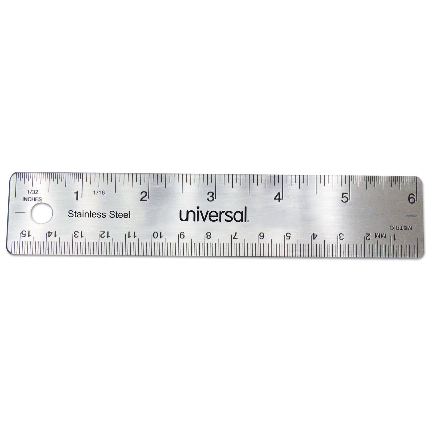 Universal Stainless Steel Ruler, Standard/Metric, 6" Long