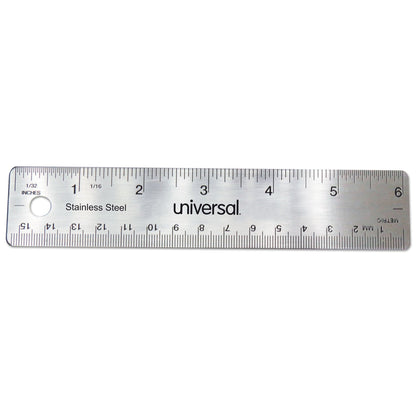 Universal Stainless Steel Ruler, Standard/Metric, 6" Long