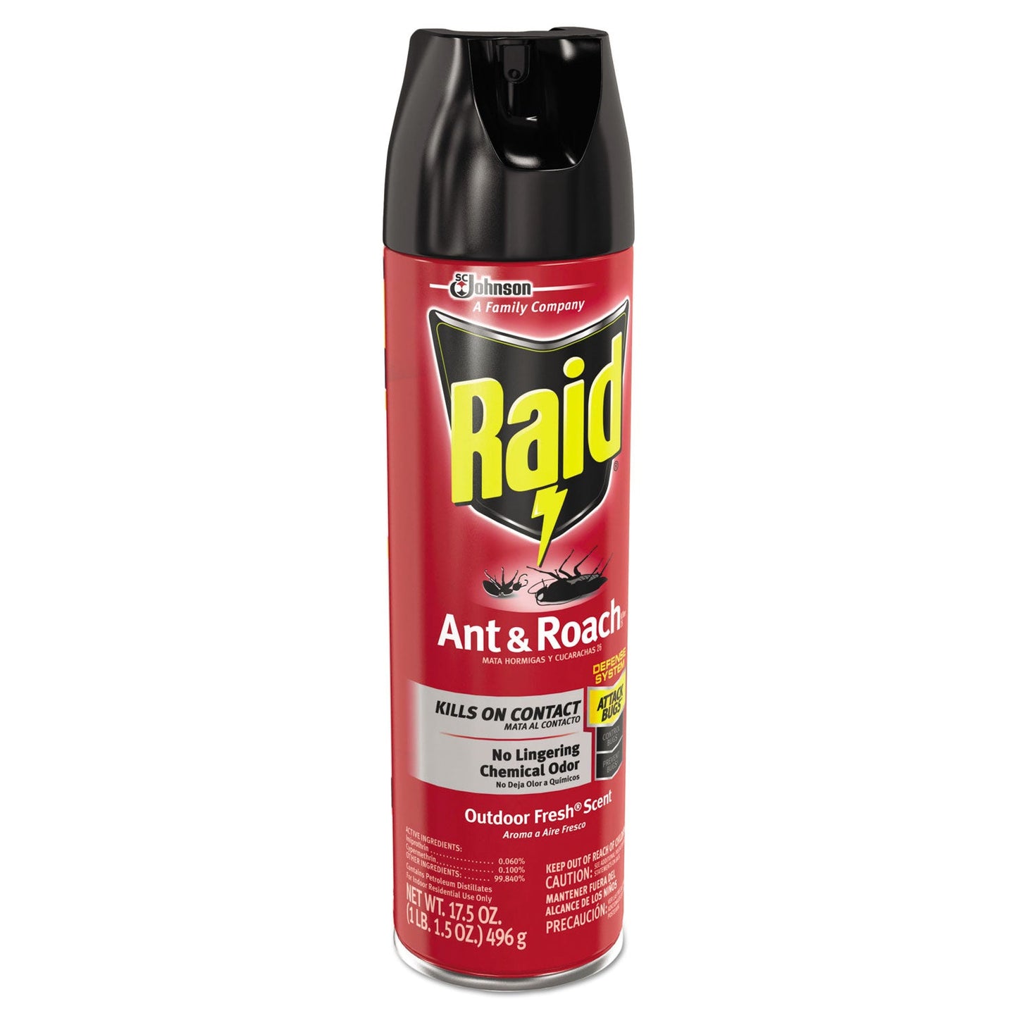 Raid Ant and Roach Killer, 17.5 oz Aerosol Spray, Outdoor Fresh, 12/Carton