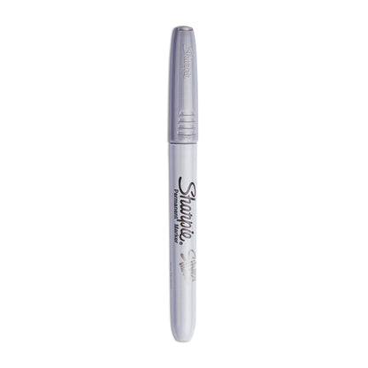 Sharpie Metallic Fine Point Permanent Markers, Fine Bullet Tip, Metallic Silver, 4/Pack