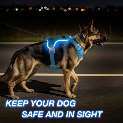 Illuminate Your Dog's Adventures: Rechargeable LED Harness for All Sizes - Breathable, Adjustable, Waterproof & Easy to Use! Perfect for Walking & Training!