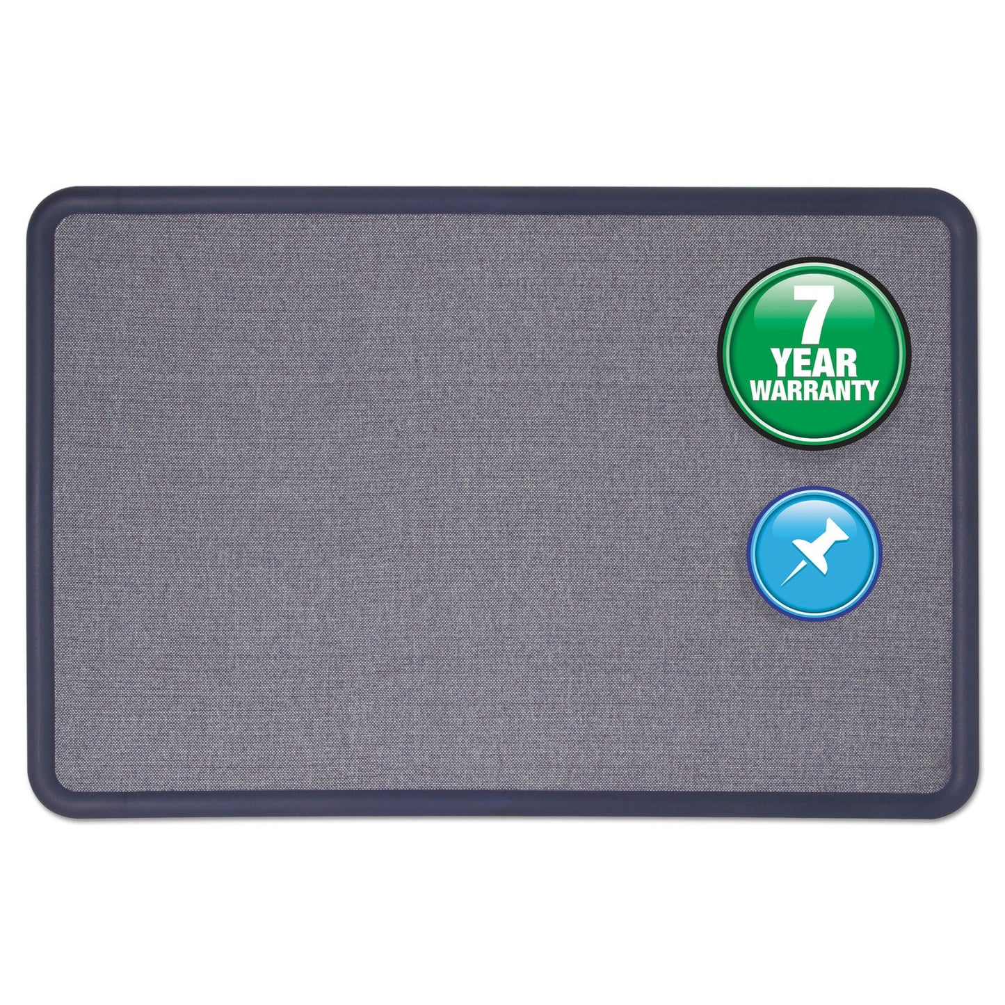 Quartet Contour Fabric Bulletin Board, 36 x 24, Light Blue, Plastic Navy Blue Frame