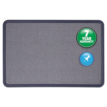 Quartet Contour Fabric Bulletin Board, 48 x 36, Light Blue, Plastic Navy Blue Frame