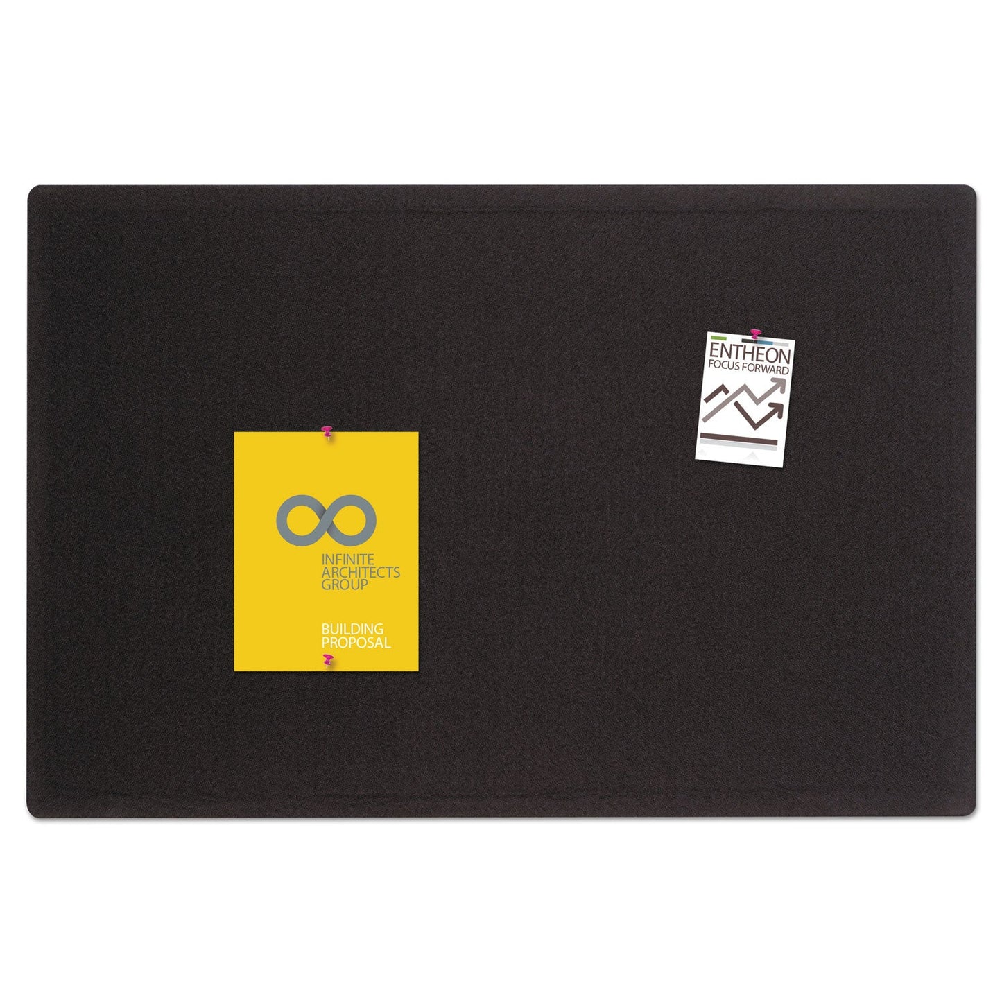 Quartet Oval Office Fabric Bulletin Board, 36 x 24, Black
