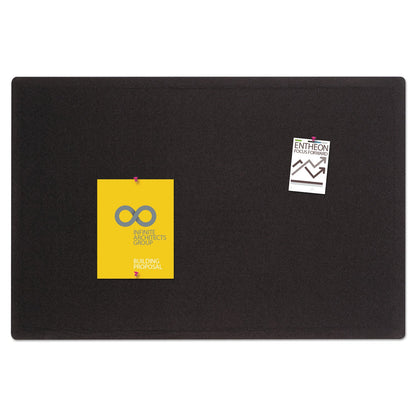 Quartet Oval Office Fabric Bulletin Board, 36 x 24, Black