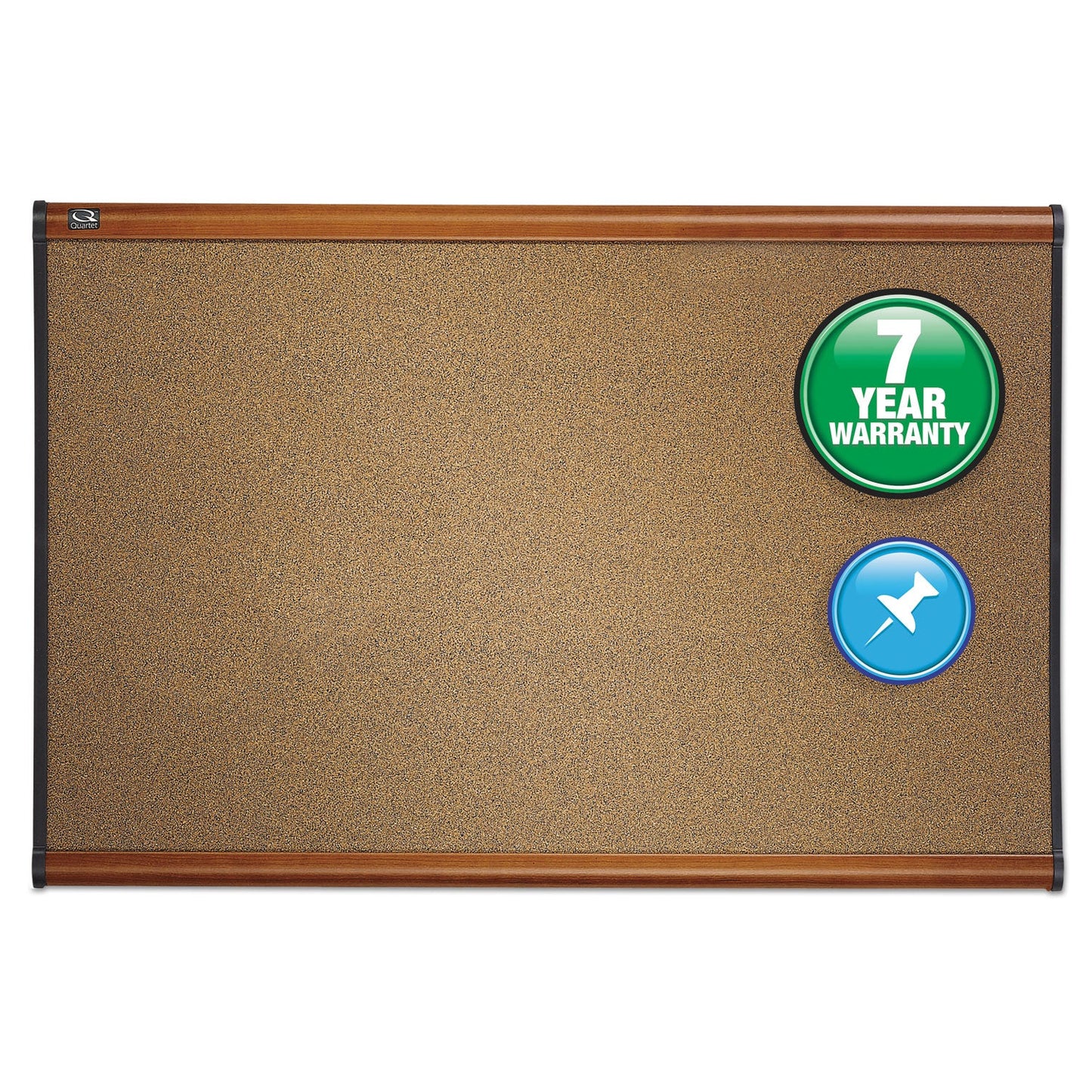 Quartet Prestige Bulletin Board, Brown Graphite-Blend Surface, 36 x 24, Cherry Frame