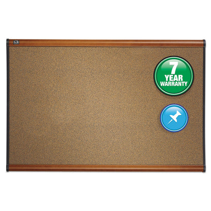 Quartet Prestige Bulletin Board, Brown Graphite-Blend Surface, 36 x 24, Cherry Frame