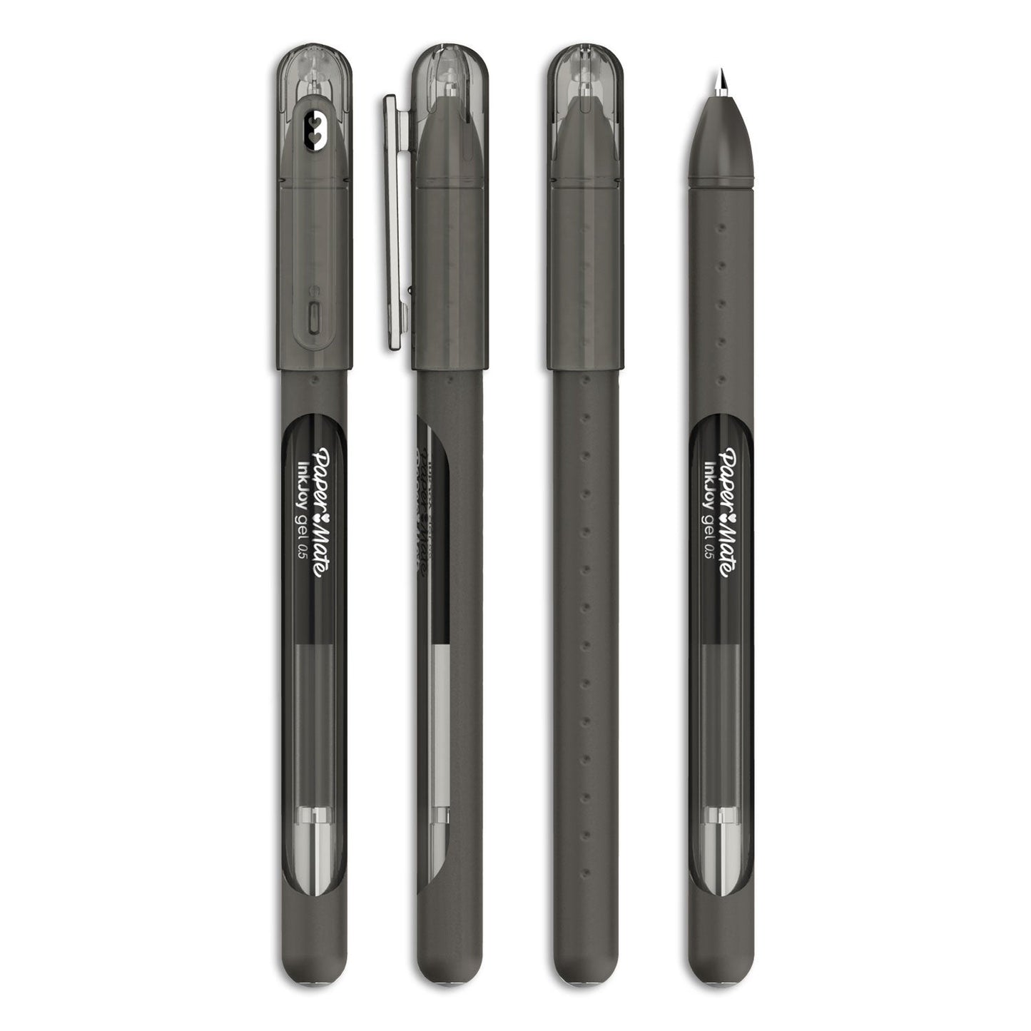 Paper Mate InkJoy Gel Pen, Stick, Medium 0.7 mm, Black Ink, Black Barrel, Dozen