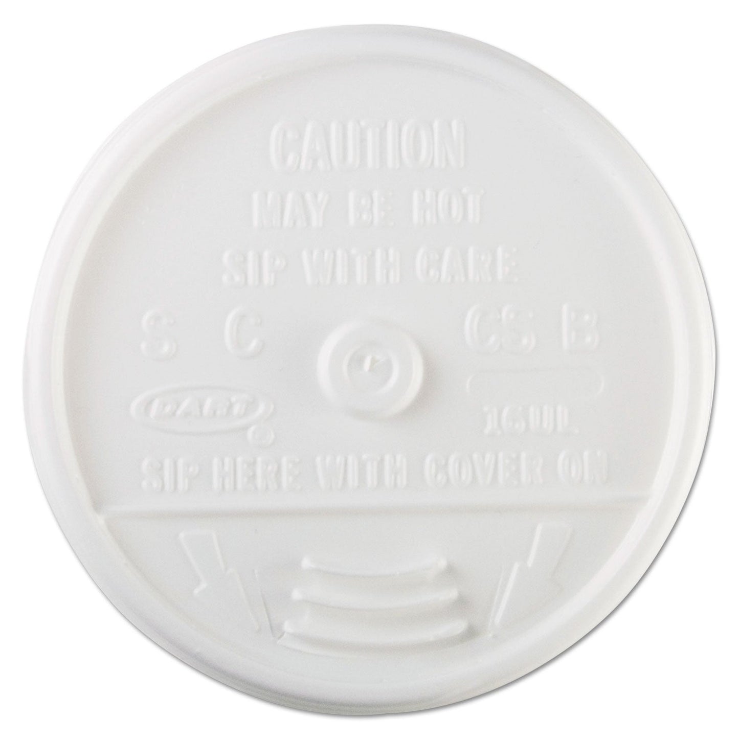 Dart Plastic Lids, Fits 12 oz to 24 oz Hot/Cold Foam Cups, Sip-Thru Lid, White, 100/Pack, 10 Packs/Carton