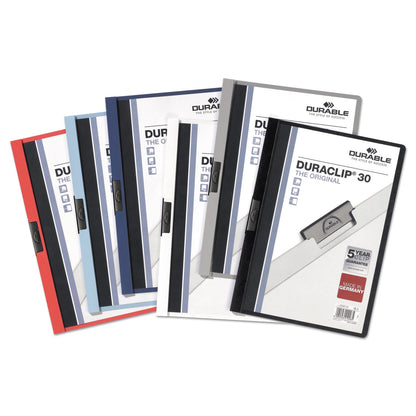 Durable DuraClip Report Cover, Clip Fastener, Clear/Dark Blue, 25/Box