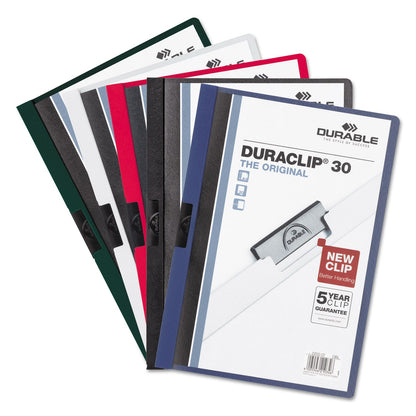 Durable DuraClip Report Cover, Clip Fastener, Clear/Dark Blue, 25/Box