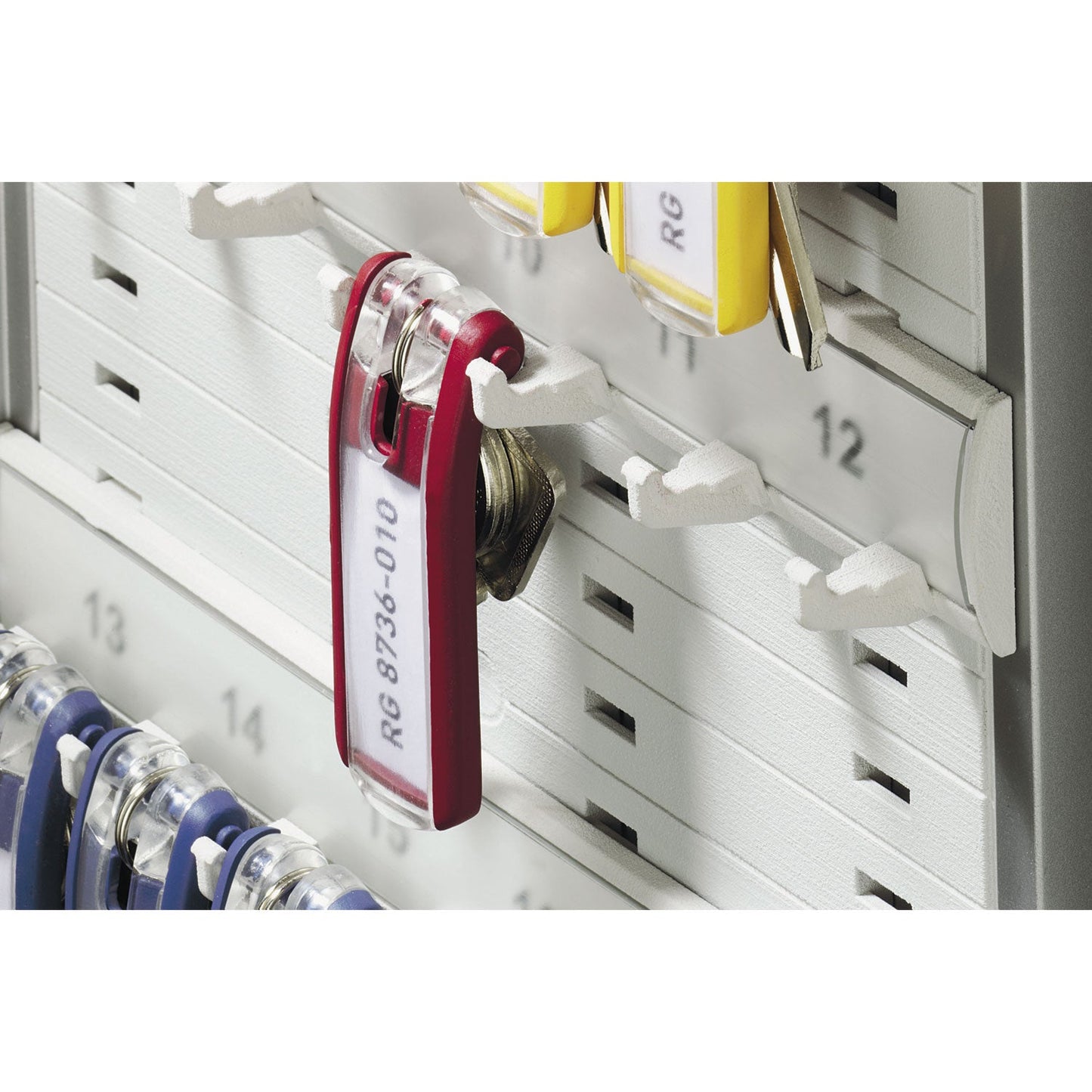 Durable Locking Key Cabinet, 72-Key, Brushed Aluminum, Silver, 11.75 x 4.63 x 15.75