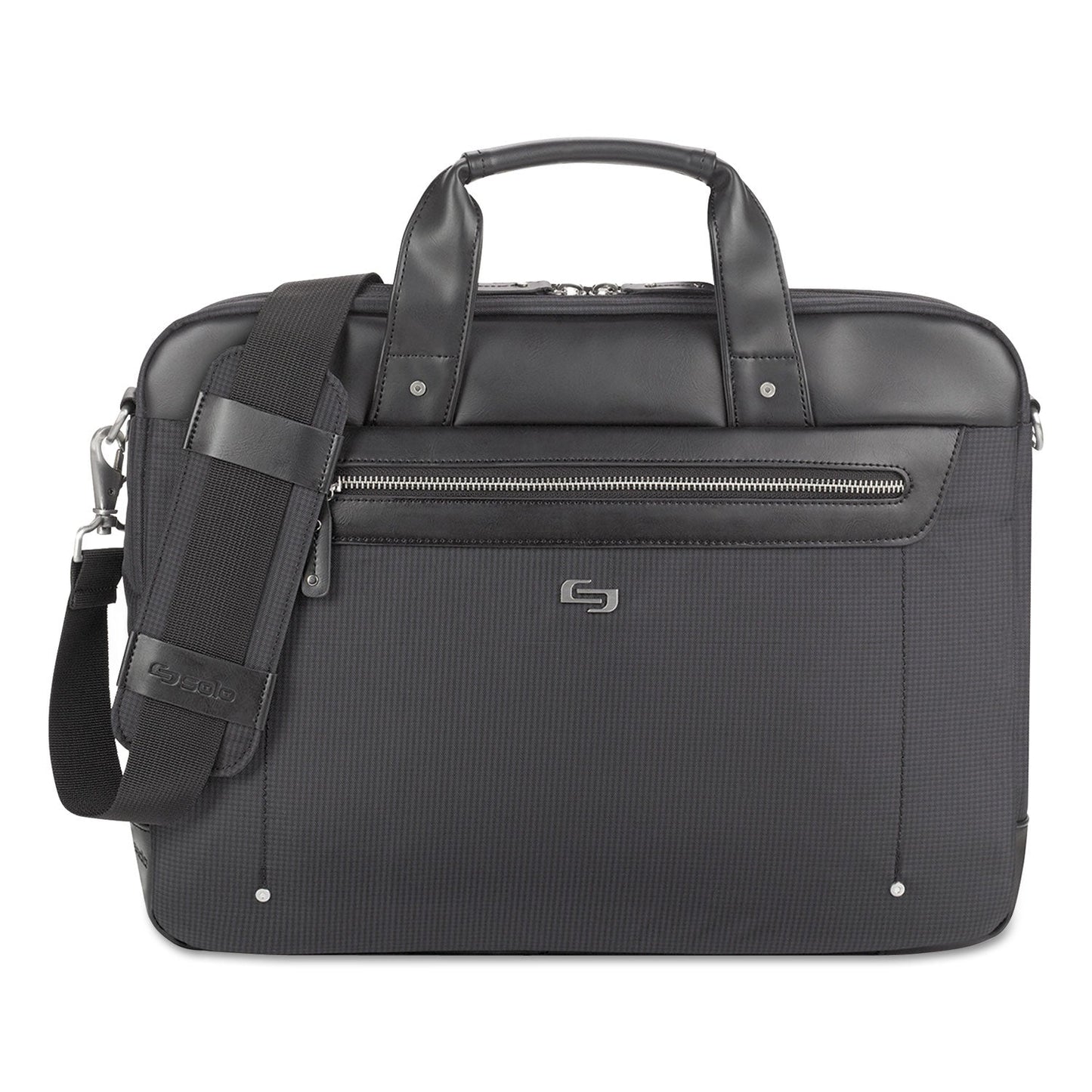 Solo Irving Briefcase, Fits Devices Up to 15.6", Polyester, 16.54 x 2.36 x 13.39, Black
