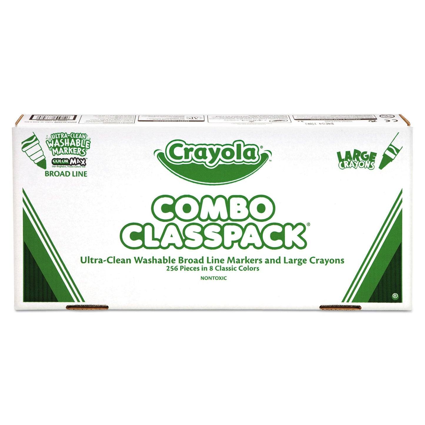 Crayola Crayon and Ultra-Clean Washable Marker Classpack, 8 Colors, 128 Each Crayons/Markers, 256/Box