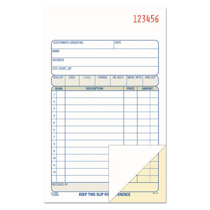 Adams Two-Part Sales Book, Two-Part Carbon, 6.69 x 4.19, 1/Page, 50 Forms