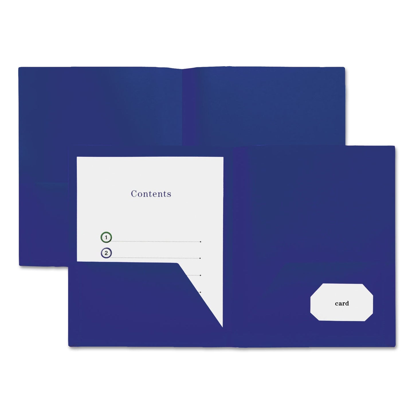 Universal Two-Pocket Plastic Folders, 100-Sheet Capacity, 11 x 8.5, Navy Blue, 10/Pack