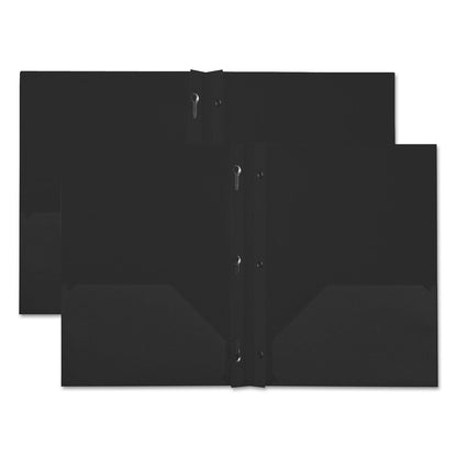 Universal Plastic Twin-Pocket Report Covers, Three-Prong  Fastener, 11 x 8.5, Black/Black, 10/Pack