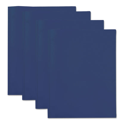 Universal Plastic Twin-Pocket Report Covers, Three-Prong Fastener, 11 x 8.5, Roya Blue/ Royal Blue, 10/Pack