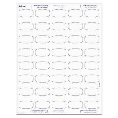 Avery Big Tab Printable White Label Tab Dividers, 8-Tab, 11 x 8.5, White, 20 Sets