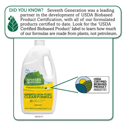Seventh Generation Natural Automatic Dishwasher Gel, Lemon, 42 oz Bottle