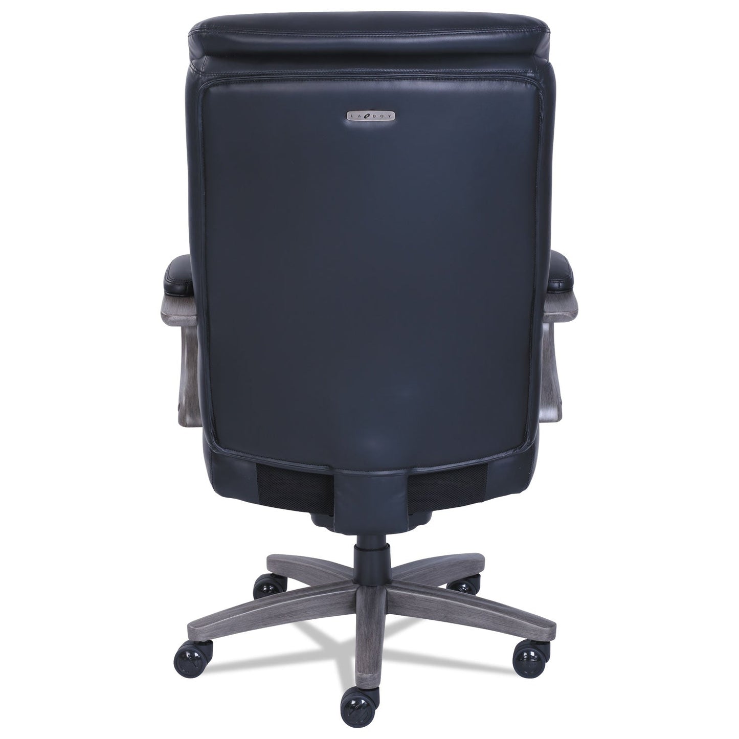 La-Z-Boy Woodbury Big/Tall Executive Chair, Supports Up to 400 lb, 20.25" to 23.25" Seat Height, Black Seat/Back, Weathered Gray Base