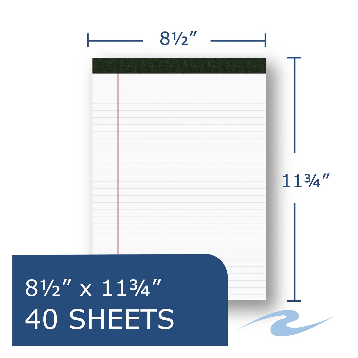 Roaring Spring USDA Certified Bio-Preferred Legal Pad, Wide/Legal Rule, 40 White 8.5 x 11.75 Sheets, 12/Pack