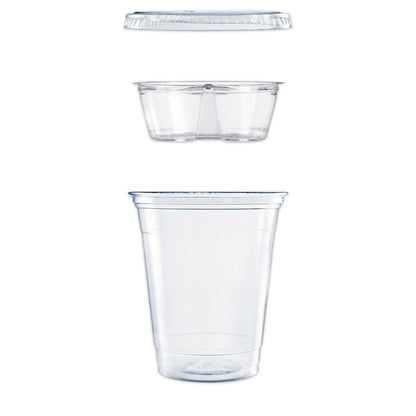 Dart Clear PET Cups with Single Compartment Insert, 12 oz, Clear, 500/Carton