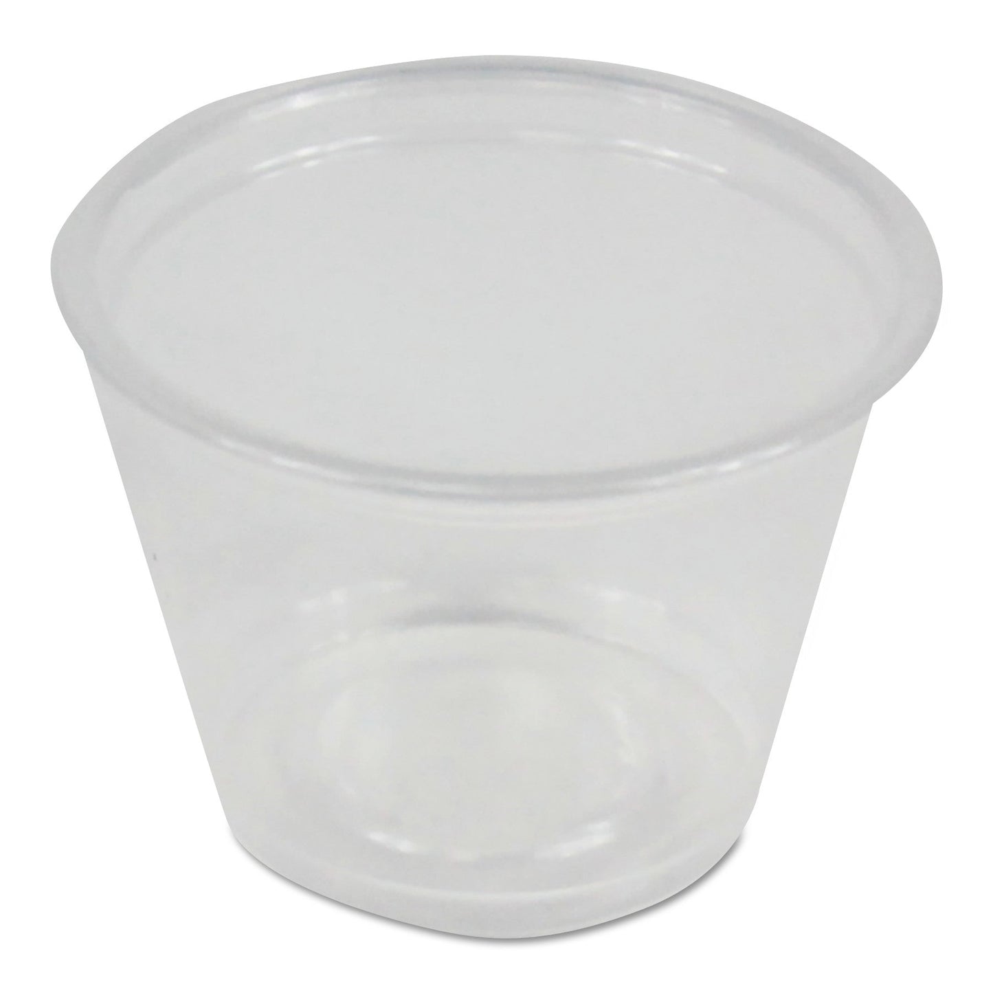 Boardwalk Souffle/Portion Cups, 1 oz, Polypropylene, Clear, 20 Cups/Sleeve, 125 Sleeves/Carton