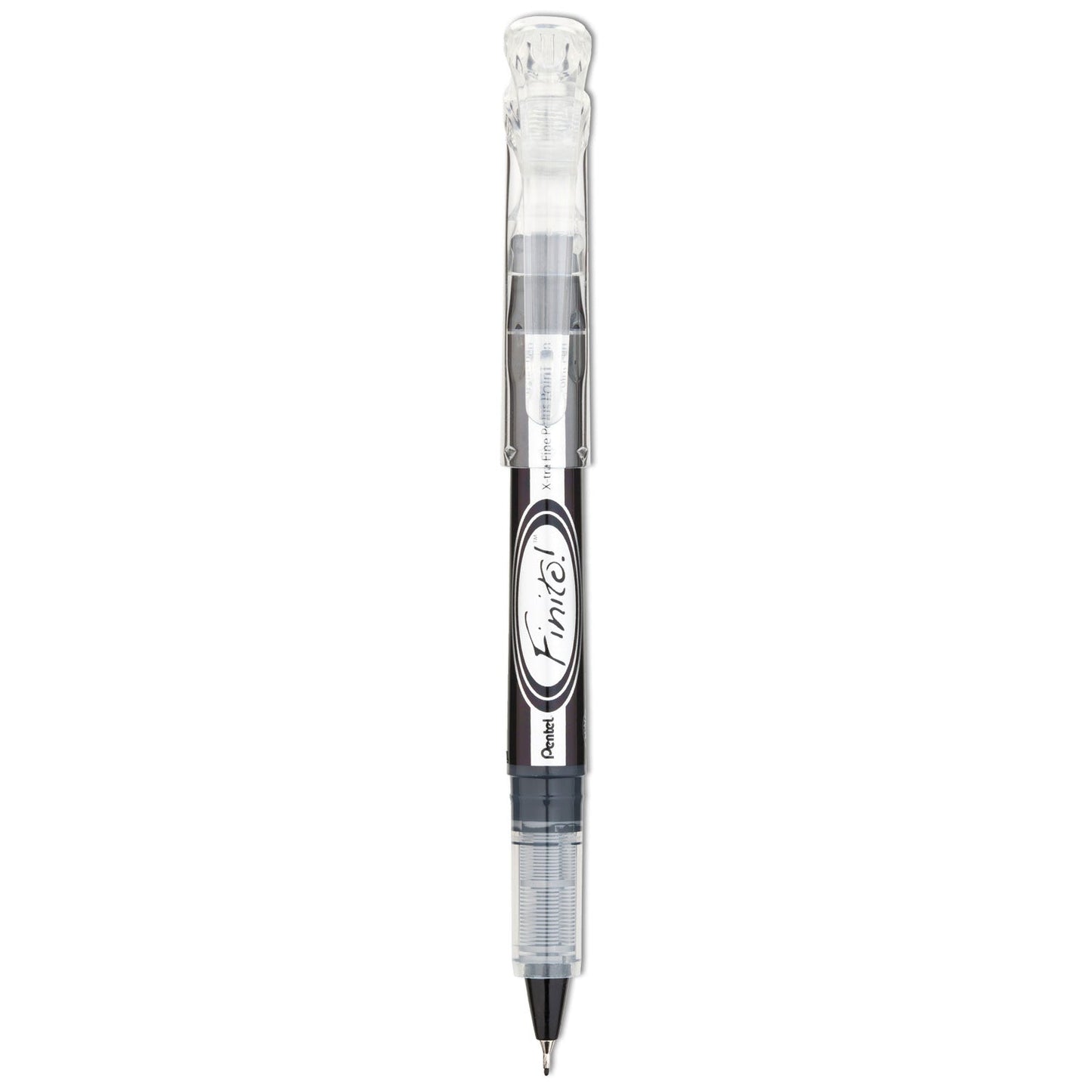 Pentel Finito! Porous Point Pen, Stick, Extra-Fine 0.4 mm, Black Ink, Black/Silver Barrel
