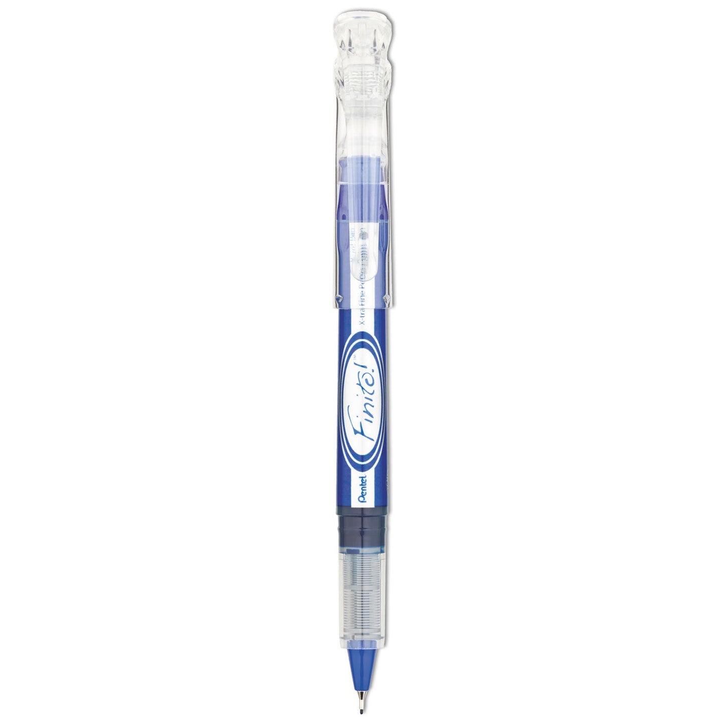 Pentel Finito! Porous Point Pen, Stick, Extra-Fine 0.4 mm, Blue Ink, Blue/Silver Barrel
