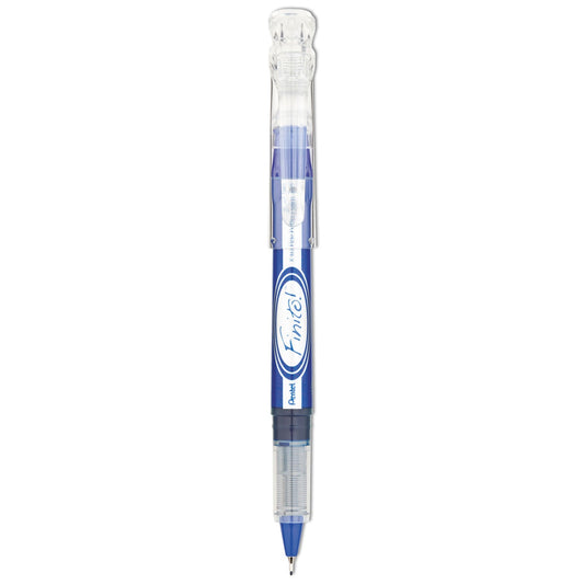 Pentel Finito! Porous Point Pen, Stick, Extra-Fine 0.4 mm, Blue Ink, Blue/Silver Barrel