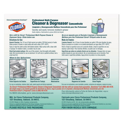 Clorox Professional Multi-Purpose Cleaner and Degreaser Concentrate, 1 gal, 4/Carton