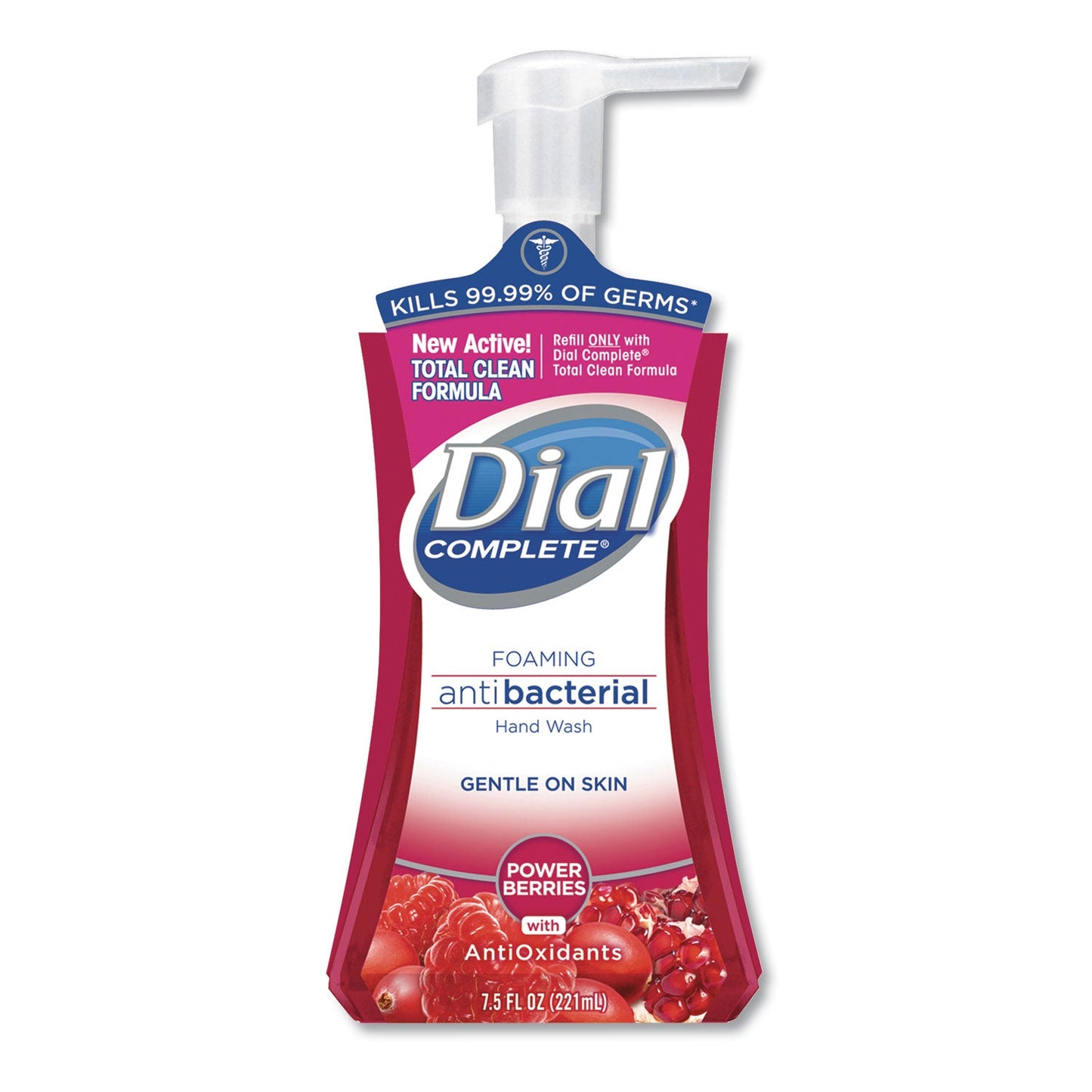 Dial Antibacterial Foaming Hand Wash, Power Berries, 7.5 oz Pump Bottle, 8/Carton