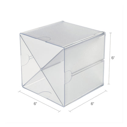 deflecto Stackable Cube Organizer, X Divider, 4 Compartments, Plastic, 6 x 7.2 x 6, Clear