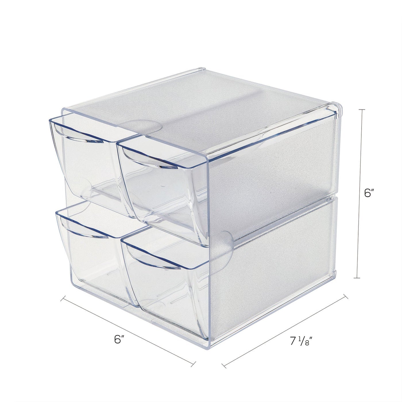 deflecto Stackable Cube Organizer, 4 Compartments, 4 Drawers, Plastic, 6 x 7.2 x 6, Clear