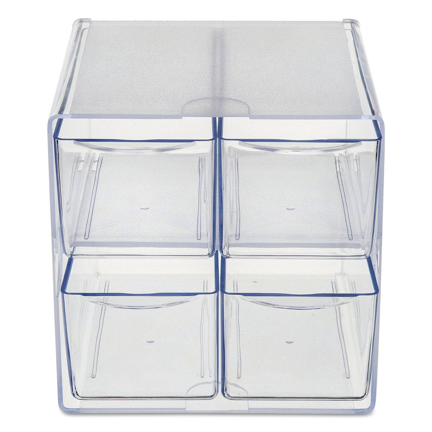 deflecto Stackable Cube Organizer, 4 Compartments, 4 Drawers, Plastic, 6 x 7.2 x 6, Clear