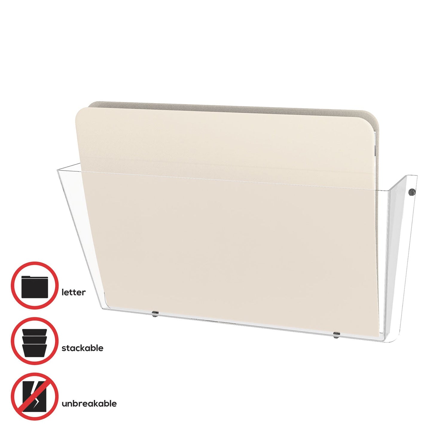 deflecto Unbreakable DocuPocket Wall File, Letter Size, 14.5" x 3" x 6.5", Clear