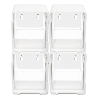 deflecto Tilt Bin Interlocking 4-Bin Organizer, Plastic, 4.63 x 4.88 x 5.5, White/Clear