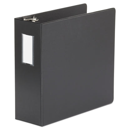 Universal Deluxe Non-View D-Ring Binder with Label Holder, 3 Rings, 4" Capacity, 11 x 8.5, Black