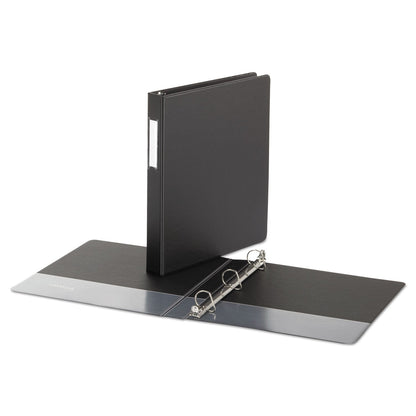 Universal Deluxe Non-View D-Ring Binder with Label Holder, 3 Rings, 1" Capacity, 11 x 8.5, Black